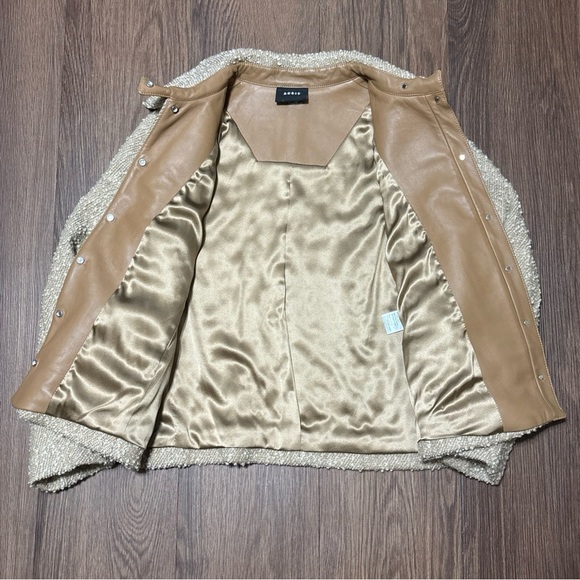 Akris Wool Bouclé Jacket with Lambskin Leather Trim – Size 10 - Picture 5 of 15